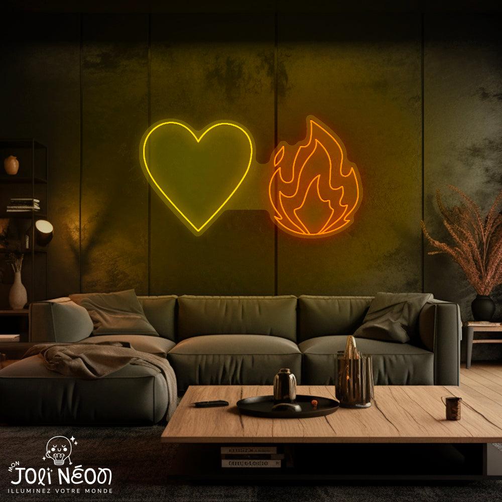 Heart + Fire - Néon LED