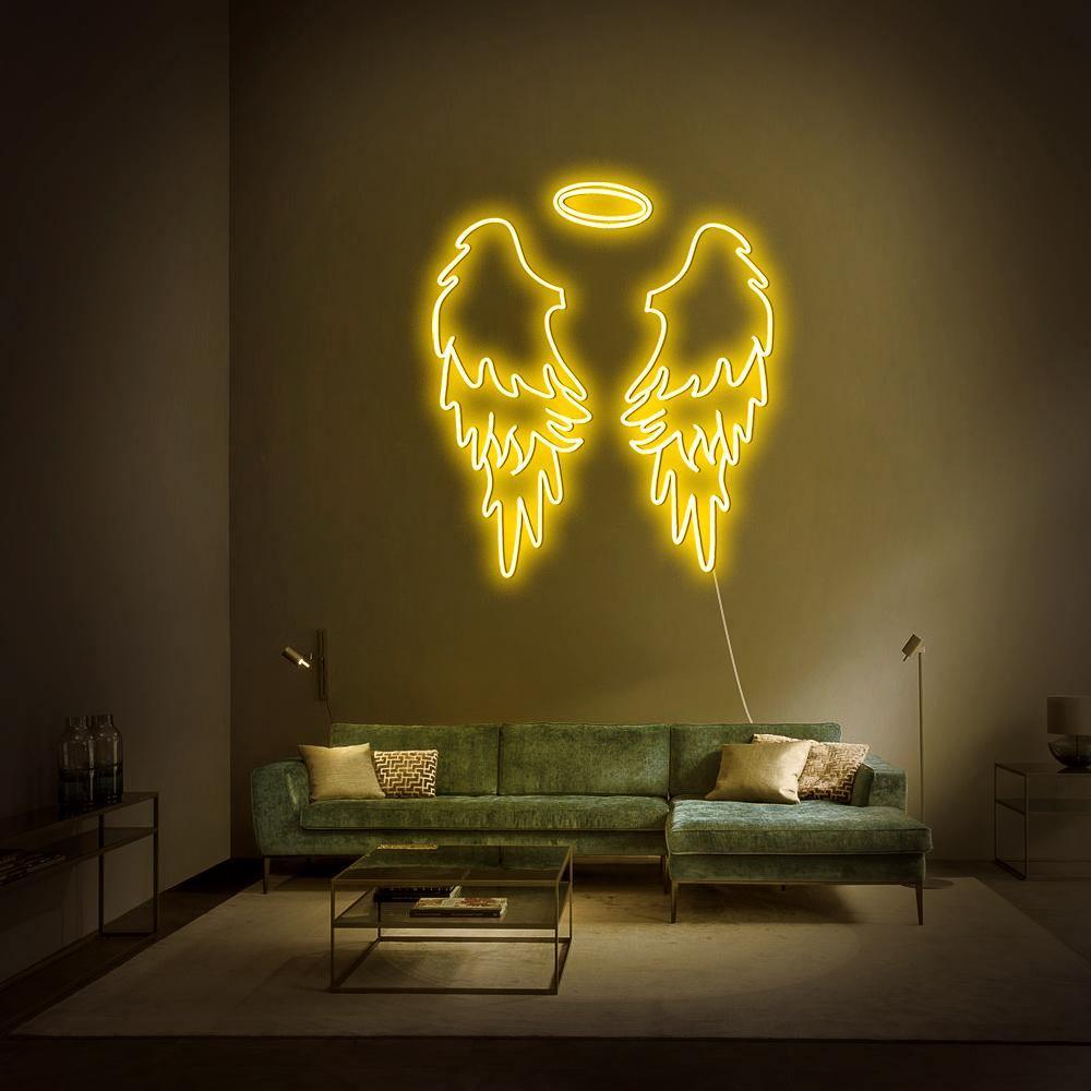 Neon led Ailes d'Ange 45CM - Neon Mural Blanc Chaud sur Secteur - Lampe Neon  Enseigne avec Interrupteur ON/OFF pour Decoration Mariage, Deco Chambre  Decoration Salon